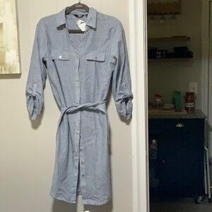 Mlle Gabrielle Navy Striped Midi Dress